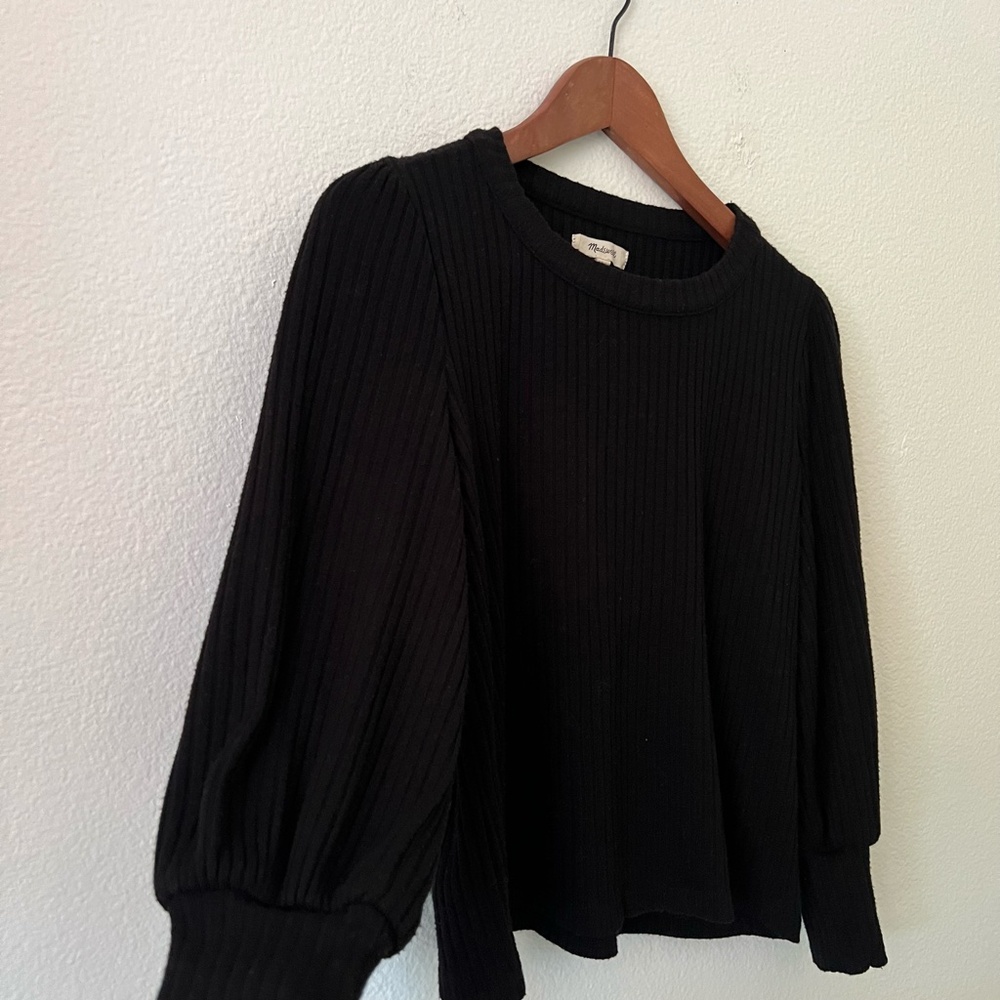 Madewell Brushed Rib Pleat Sleeve Top